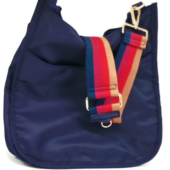 New Ahdorned Sleek Nylon Everly Indigo Crossbody & Shoulder Bag - Picture 3 of 7